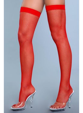 Hoge Nylon Visnetkousen - Rood