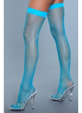Hoge Nylon Visnetkousen - Turquoise