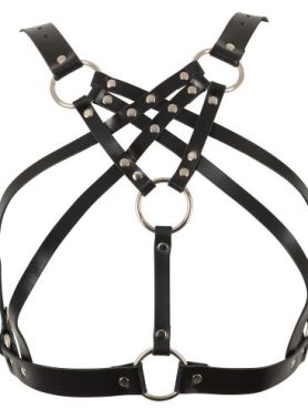 Leren Harnas met Metalen Ringen