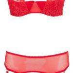 3 delige BH-Set Met Kwart Cups - Rood