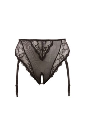 Jarretel Slip Open Kruis - Zwart