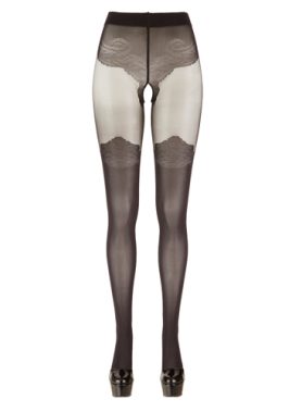 Panty Met Kousen Look - Zwart