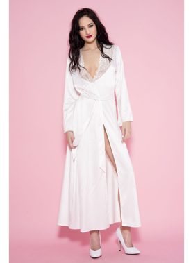 Lange Satijnen Kimono - Wit