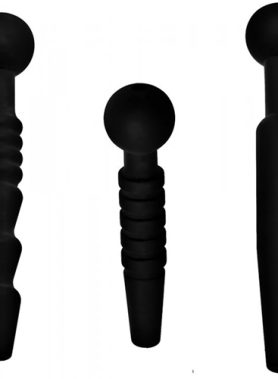 Dark Rods Siliconen 3-delige Penis Plug Set - Zwart