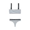 Ribgebreide Set met Crop Top - Grijs/Zwart - Afbeelding 2