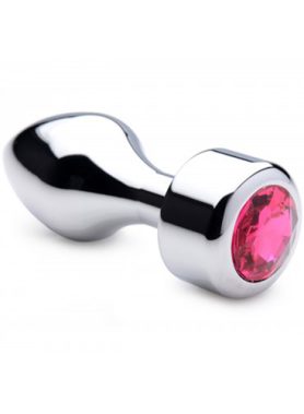Aluminum Buttplug Met Roze Kristal - Groot