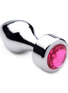 Aluminum Buttplug Met Roze Kristal - Medium