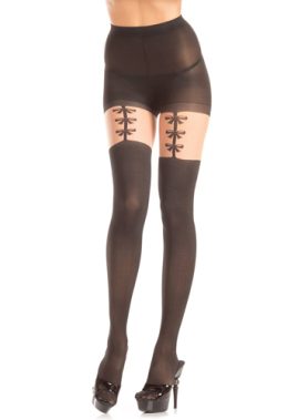Panty Met Jarretellook En Strikjes