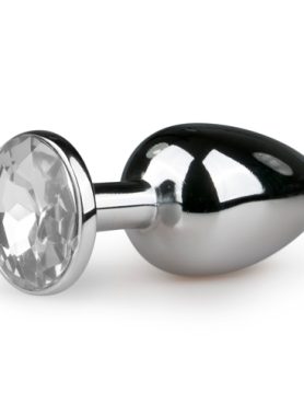 Metalen buttplug met transparante diamant