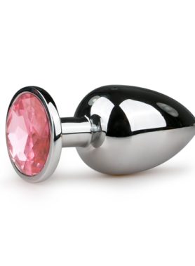 Metalen buttplug met roze steen