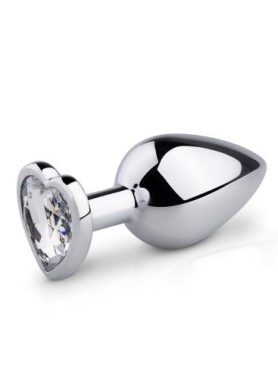 Metalen buttplug met hartje - zilverkleurig