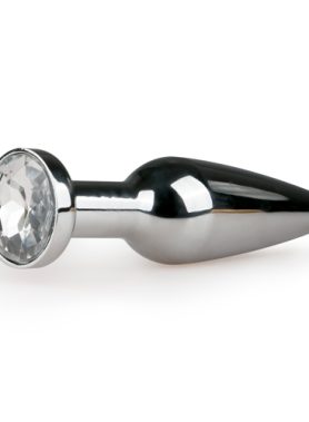 Metalen buttplug met diamant - zilverkleurig