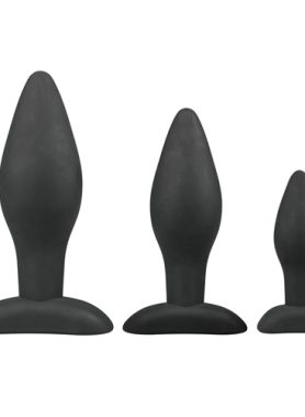 Siliconen buttplugsetje - zwart