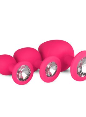 Siliconen Buttplug Met Diamant - Roze