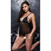 Babydoll & Kruisloze String - Zwart - Afbeelding 2